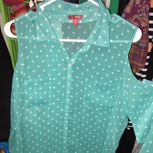 Bongo Women’s button up cold shoulder blouse